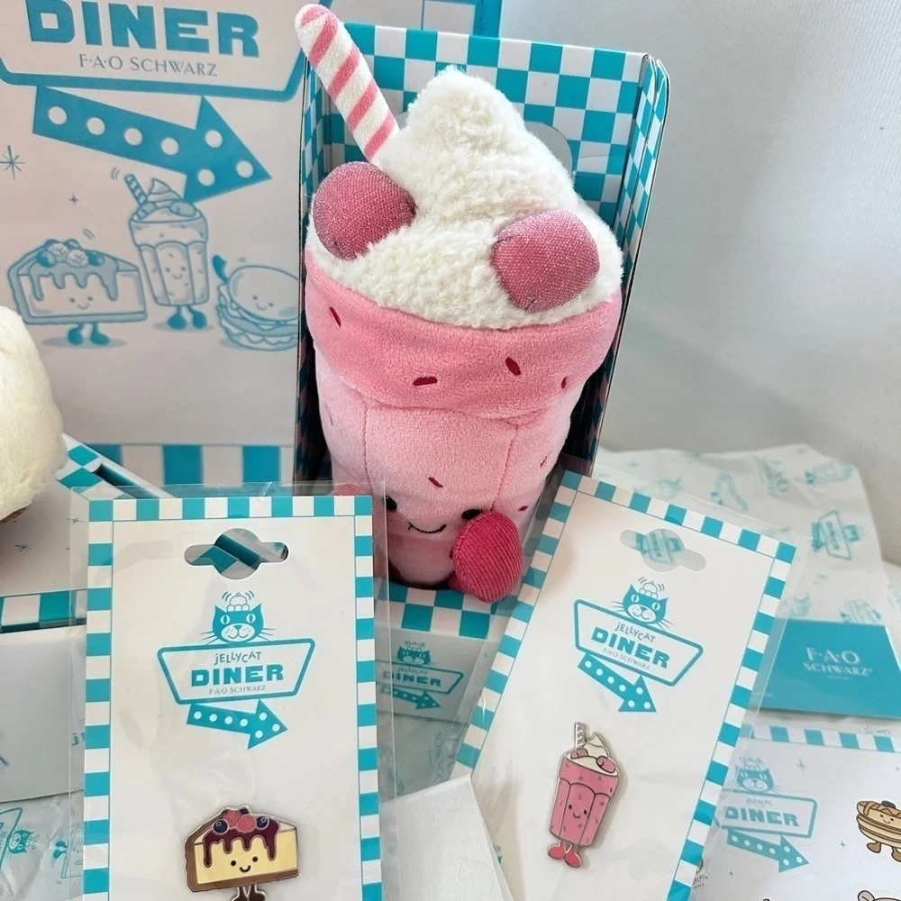 100% Authentic Jellycat Diner Bubbeca Milkshake & Cheesecake from FAO (NWT)
